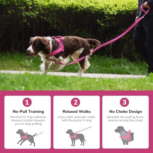 Didog No Pull Dog Harness for Large Dogs, Soft Flannel Padded, Hot Pink - Image 4