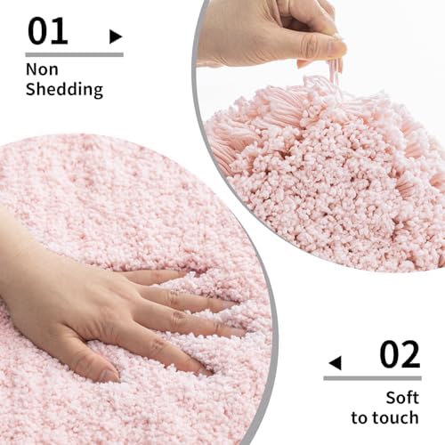 Disolla Sakura Pink Bathroom Runner Rug 24x70, Plush Extra Large Bath Mat - Image 4