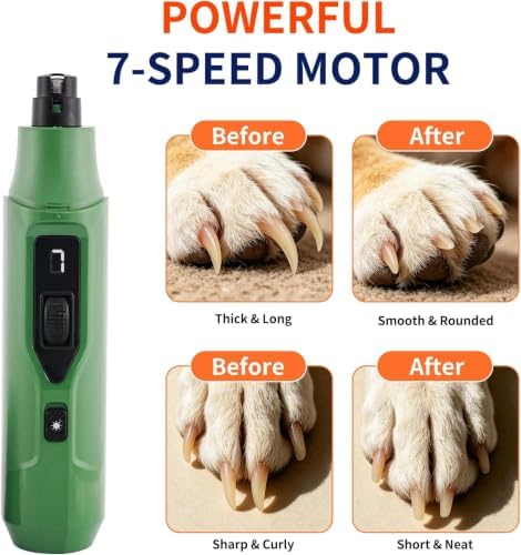 Dog Nail Grinder 7-Speed with LED Light, USB-C Rechargeable - Image 2