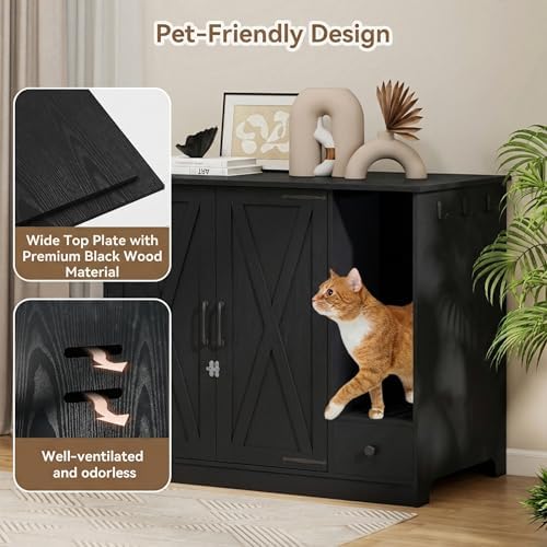 Large/Tall Cat Litter Box Enclosure Furniture, Hidden Self-Cleaning Litter - Image 4