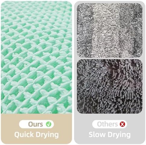 TYUU Waffle Runner Rug Bathroom, Long Boho Bath Mat, 60x24 Aqua Blue - Image 6