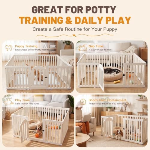 Dog Playpen Indoor with Door, 12-Panel 25.6" Tall Dog Play Pen, Easy-Assembly - Image 4