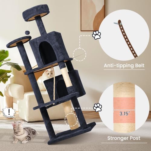 58.5inch Large Cat Tree Tower Condo - Image 3