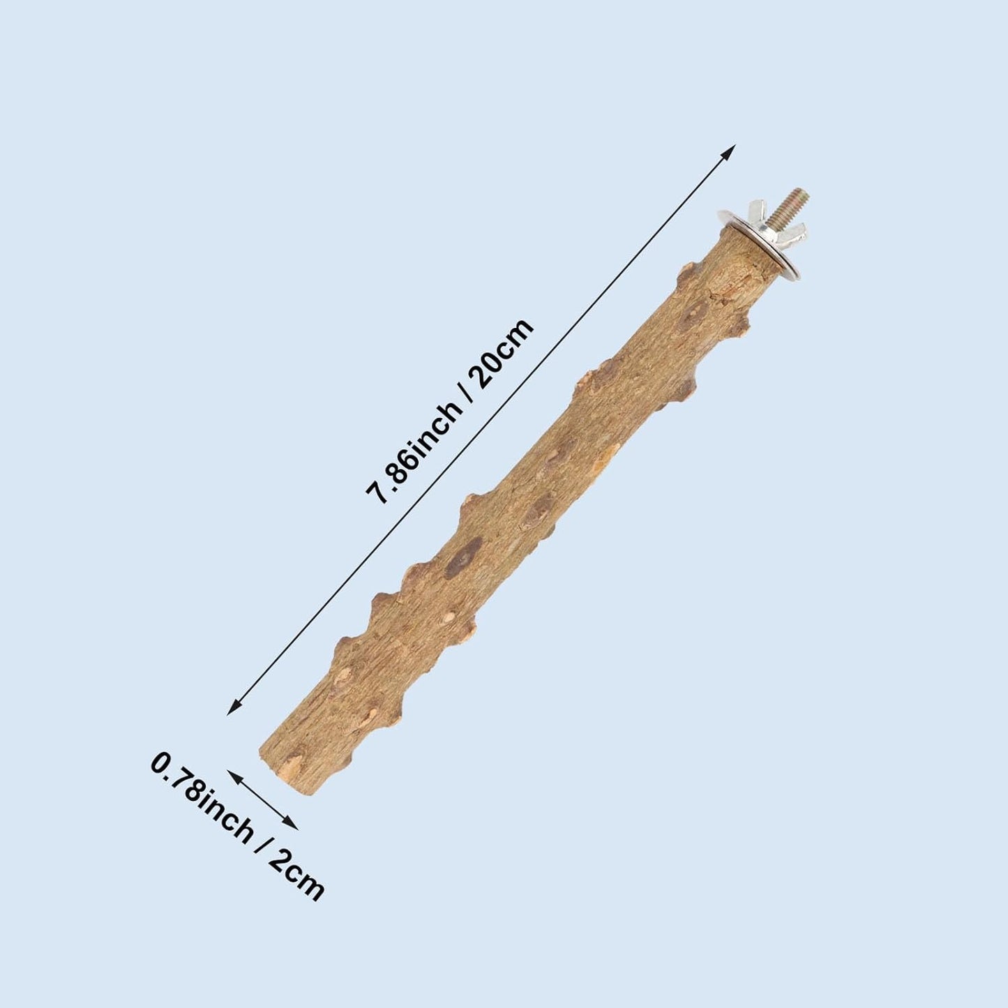 Hypeety Natural Wood Perch Stand Toy for Budgie, Parakeet, Cockatiel, Conure, Lovebird (7.86 inch)