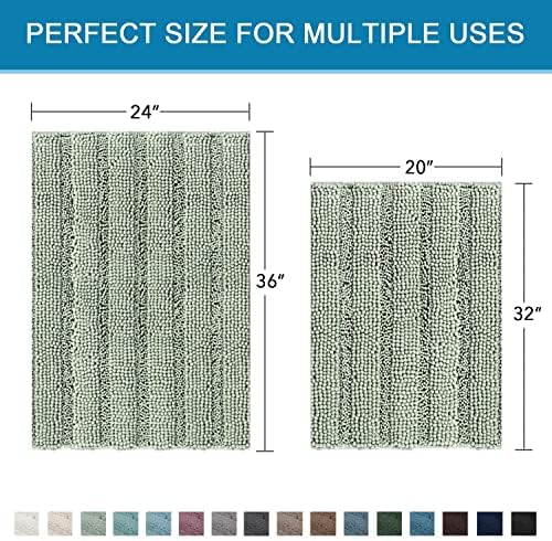 H.VERSAILTEX Bathroom Rugs Bath Mats Sets Super Absorbent Chenille Striped Bath - Image 2