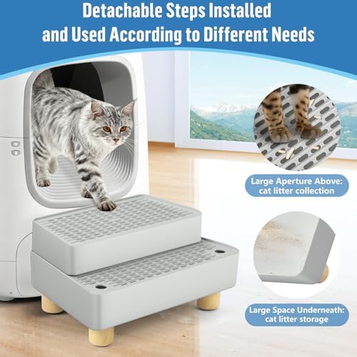 Extra Large 2 Steps Cat Litter Box Step Ramp, Cat Litter Catcher Mat - Image 3