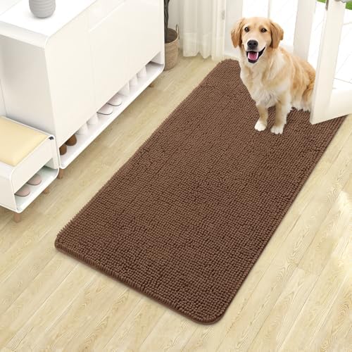 OLANLY Dog Door Mat for Muddy Paws 40x24, Super Absorbent Chenille Mud Mat by OLANLY