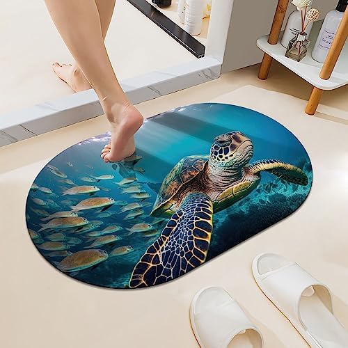 Underwater Wild Turtle Super Absorbent Quick-Drying Bathroom Mat Rug, Rubber by ZHUZHISHAN