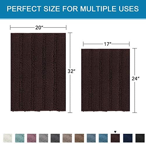 Non Slip Thick Shaggy Chenille Bathroom Rug Mat Set Extra Soft and Absorbent - Image 2