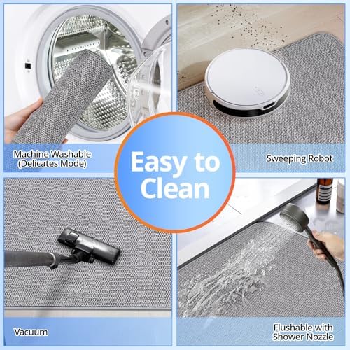 HOMTEB Bathroom Rugs Sets 2 Piece, Thin Bath Mat Absorbent Quick Dry, Machine - Image 6