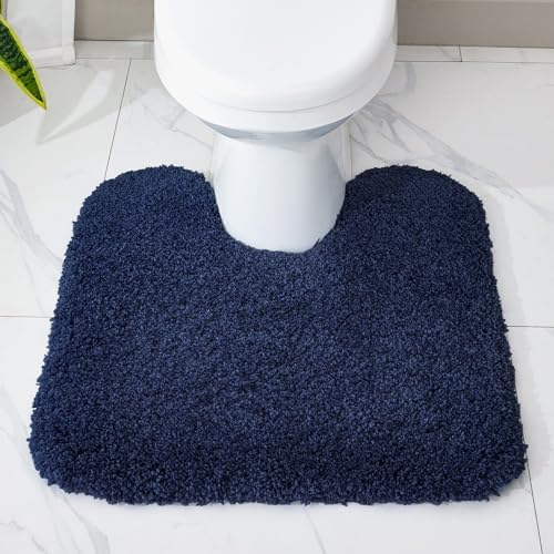 Disolla Toilet Rug 22x24 Navy Blue, Soft Toilet Mat U-Shaped Washable - Image 3