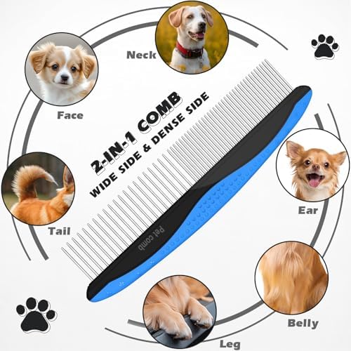 3PCS Pet Grooming Rake & Metal Comb & Flea Comb - Image 4