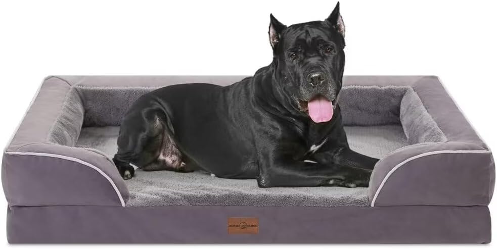 Comfort Expression XXL Waterproof Orthopedic Dog Bed for Extra Large Dogs, Orthopedic Foam Dog Beds, Washable Dogs Sofa Bed with Removable Cover & Non-Slip Bottom(XX-Large,Purple)