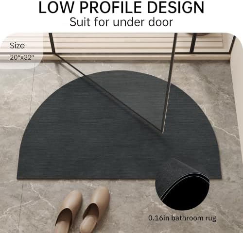 Mecko Half Circle 20"x32" Bath Mat Black - Image 2
