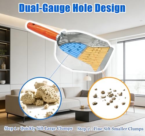 Cat Litter Scoop Metal 304 Stainless Steel, One-Piece Pressed Design - Image 4