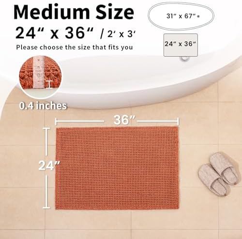 Burnt Orange Bathroom Rug, Fall Waffle Bath Mat Non Slip - Image 2