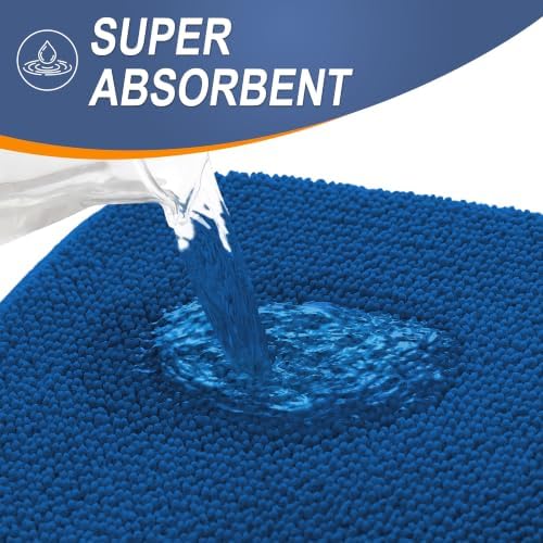 OLANLY Thick Memory Foam Bathroom Rug 30x20, Absorbent Bath Mat, Royal Blue - Image 3