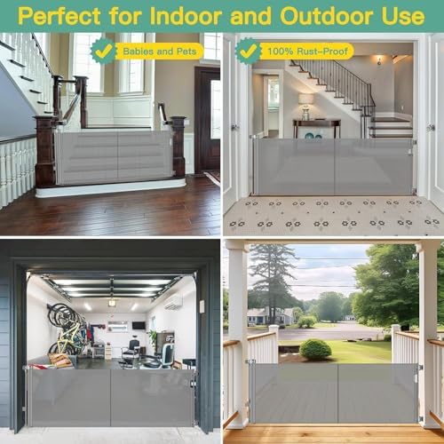 Upgraded 60" Wide Retractable Dog Gate - Image 4