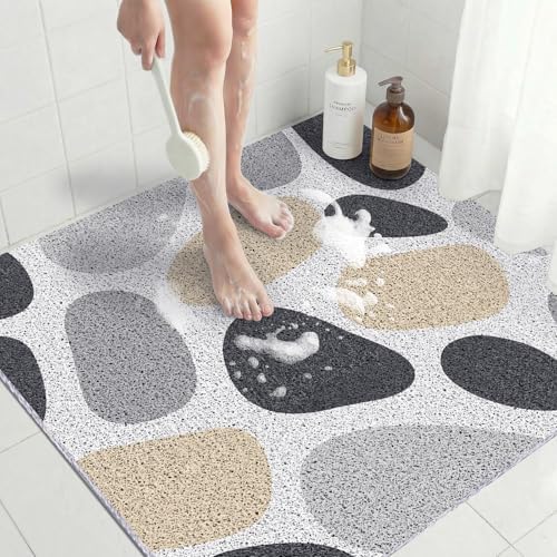 Square Loofah Shower Mat Non Slip, Quick Drying Foot Scrubber Mats by BLESWIN