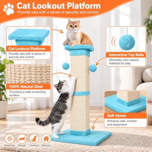 Cat Scratching Post 33 Inch Nature Sisal Cat Scratch Post - Image 4