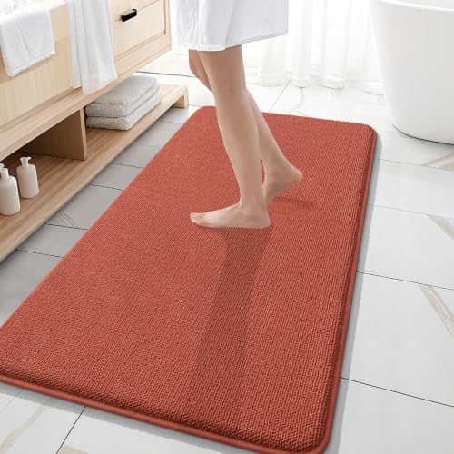 OLANLY Memory Foam Bathroom Runner Rugs 47x20, Long Mats, Rustic Terracotta by OLANLY