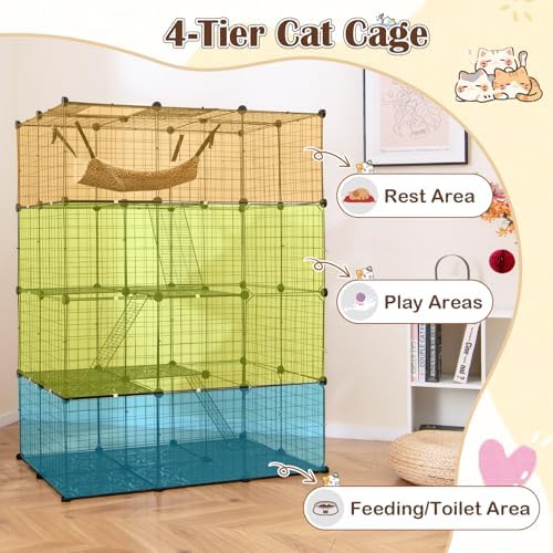 Tangkula Cat Cages Indoor, 3 Ladders, Detachable Metal Wire Kennel - Image 5