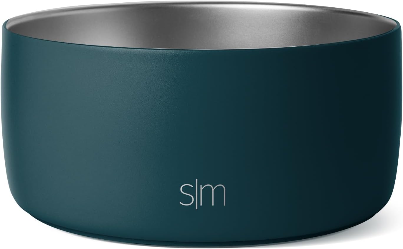 Simple Modern Stainless Steel Pet Water Bowl for Dogs & Cats | Reusable Insulated Stainless Steel Food Bowls for Dog Cat | No Tip No Slip BPA Free | Bentley Collection | Medium (32oz) | Riptide