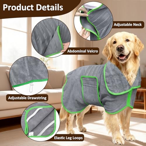 Soft Dog Bathrobe Fast Drying Dog Coat, Super Absorbent Dog Towels - Image 2