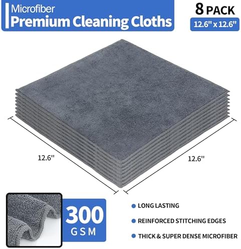 Microfiber Cleaning Cloth, Premium 8 Pack Cleaning Towels, Lint-Free - Image 2