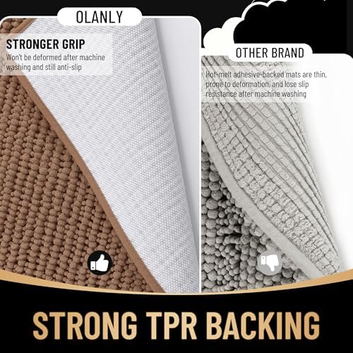 OLANLY Thick Chenille Toilet Rugs U-Shaped 24x20 - Image 5