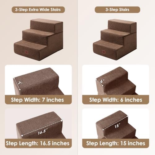 EHEYCIGA Dog Stairs 13.5" H, 3-Step Extra Wide Dog Steps - Image 2