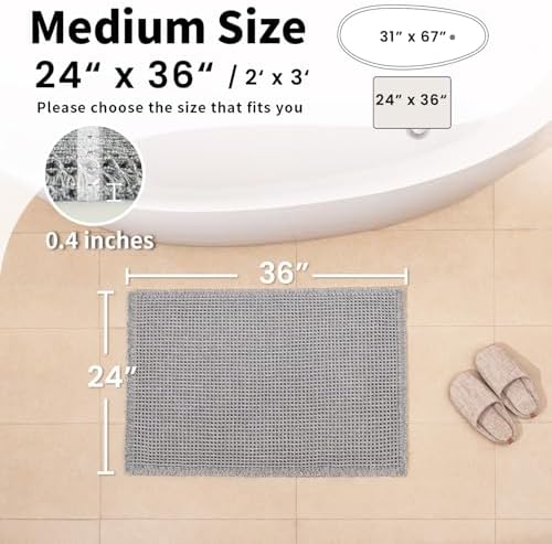 Waffle Bath Mat, Boho Bathroom Rugs Non Slip Washable - Image 2