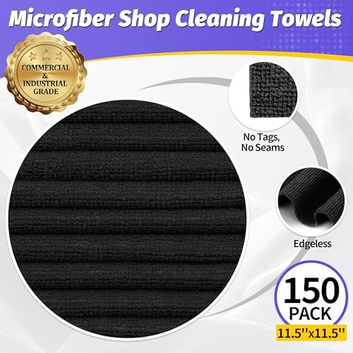 Microfiber Cleaning Cloth, 150 Pack Black Cleaning Rags Microfiber Towel Bulk - Image 2