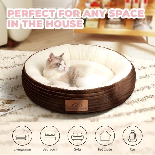 Zerbuger 23in Brown Round Dog Bed Sofa - Image 5