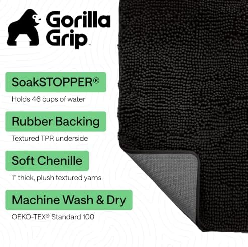 GORILLA GRIP SoakSTOPPER Dog Door Mat, Machine Wash and Dry, 60x36 Black - Image 3