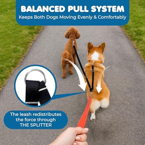 SunGrow 16-24" Adjustable Double Dog Walker Leash, Lightweight Dual Lead - Image 5