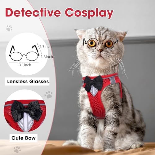 Cat Vest Harness and Leash Set, Escape Proof Kitten Harness Red XS - Image 3