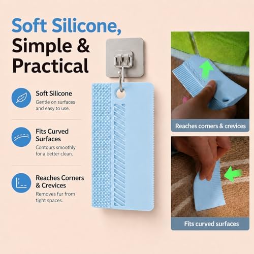 2 Pack Reusable Pet Hair Remover and Fabric Lint Scraper Set - Image 5