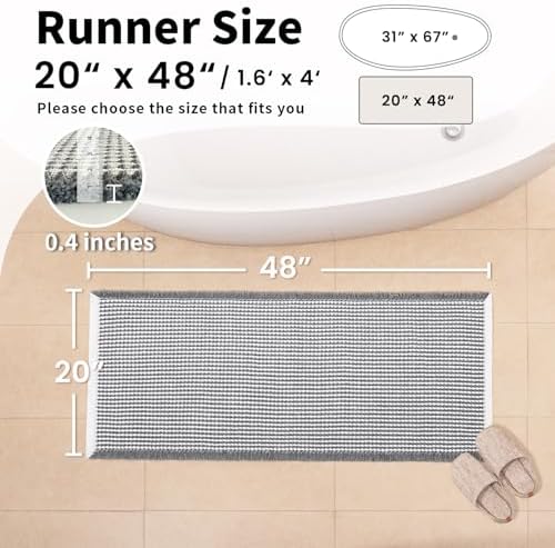 Waffle Bath Mat, Boho Bathroom Rugs Non Slip Washable - Image 2