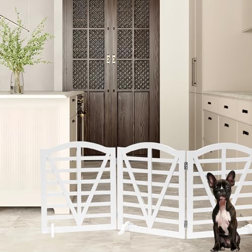 Foldable Wooden Dog Gate Freestanding Pet Gate - Image 2