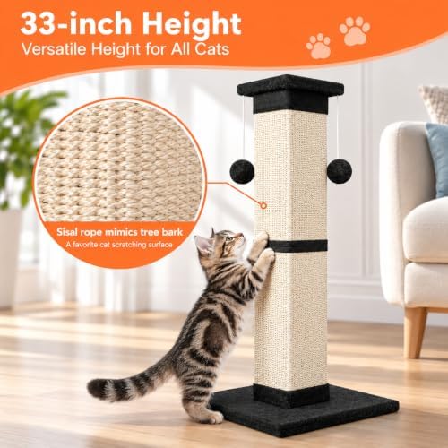 Cat Scratching Post 33 Inch Nature Sisal Cat Scratch Post - Image 7