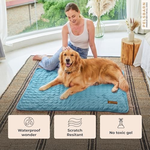 Pelsbarn Dog Cooling Mat, Ice Silk Self-Cooling Pad, Light Blue - Image 4