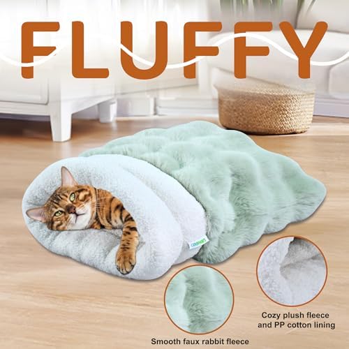 3 in 1 Semi-Enclosed Self Warming Burrow Cat Bed Sleeping Cave - Image 2