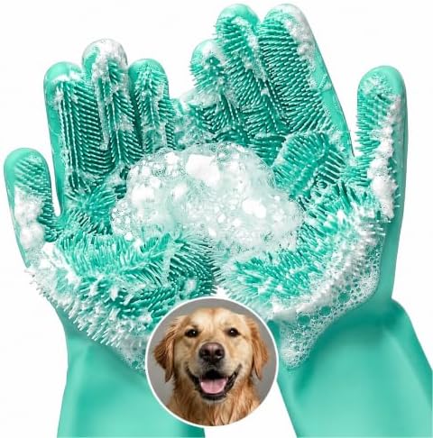 Cat and Dog Washing Gloves, 1 Pair, 11.6 in by RZleticc