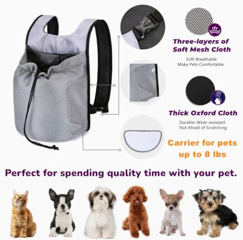 Dog Front Carrier Backpack, Ventilated Mesh Puppy Back Pack - Image 3