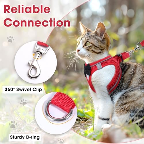 Cat Vest Harness and Leash Set, Escape Proof Kitten Harness Red XS - Image 6