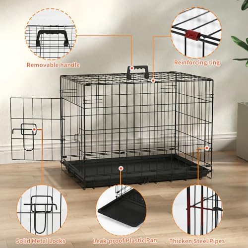 FDW | 24" Foldable Metal Dog Crate | Dark Black | Cage - Image 5