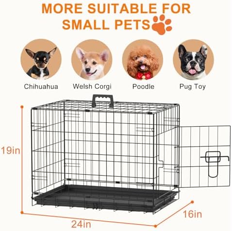 FDW | 24" Foldable Metal Dog Crate | Black | Cage - Image 3