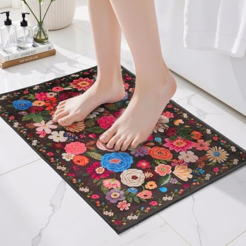 Bath Mat 17x24 Non Slip, Washable Low Pile Area Rug by WelcometoBabovid