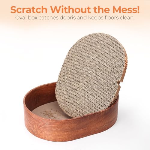 Oval Cat Scratcher Bed 16 in, 3 Reversible Cardboard Scratch Pads - Image 6